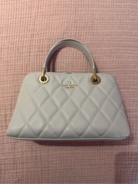 NWOT Kate Spade Carey Small Quilted Leather Satchel - Mist / Light Grey
